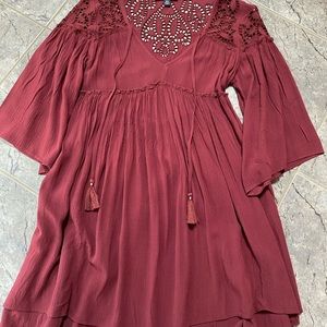 American Eagle Eyelet Maroon Dress